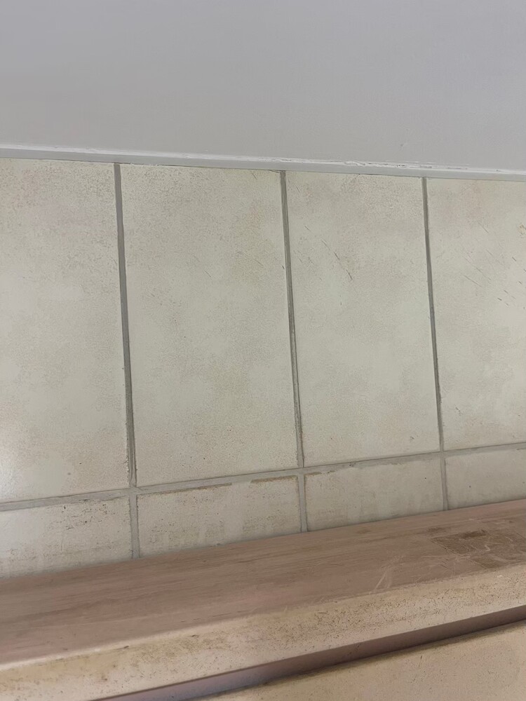 トイレ壁面タイル欠損リペア前